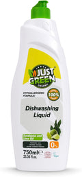 Dish Soap, Plant-Based Dishwashing Liquid, Non-Toxic, Hypoallergenic, EcoCert Certified, Vegan, Grease-Cutting, Eucalyptus & Lime Scent, 25.36 fl oz (750 ml)