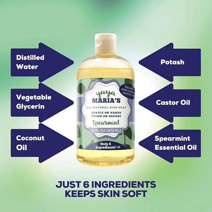 Yaya Maria's Natural Liquid Dish Soap, Only 6 Ingredients, 100% Nontoxic, Compare to Any Other Dish Soap, 3-Pack (Variety Pack)
