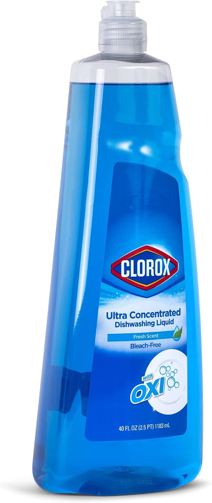 Clorox Ultra Concentrated Dish Soap with OXI, Fresh Scent, 40 Fl Oz, 6-Pack | Bleach-free formula, dermatologist tested, cuts grease on contact, tough on baked-on stains