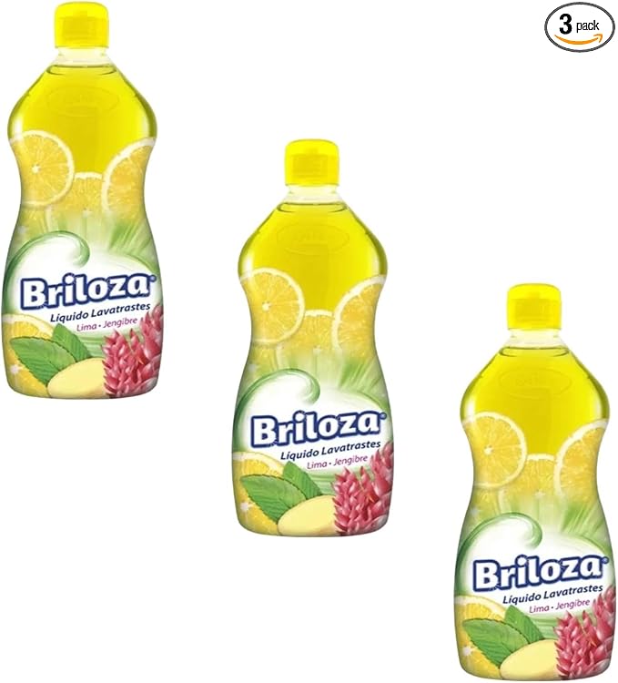 LA CORONA Briloza Liquid Dish Soap, Lime and Ginger Scent, 730ml, 3 Pack