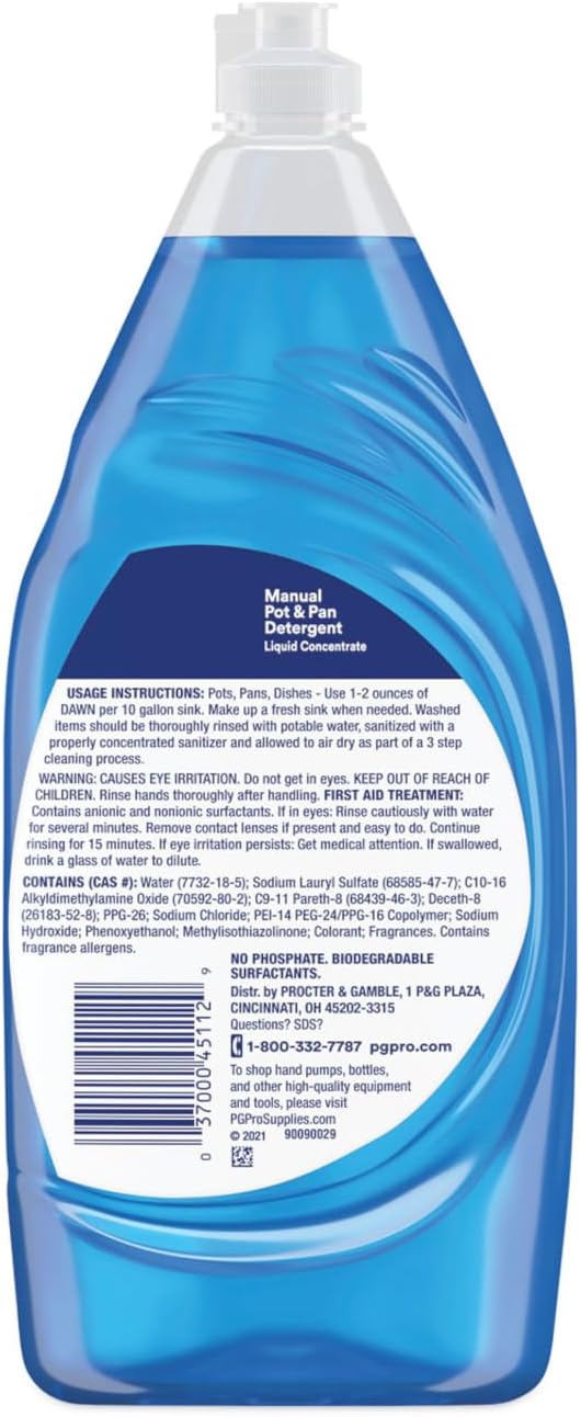 Dawn Professional Manual Pot & Pan Commercial Dish Soap, Original, 38 Fl Oz bundled with Heavy Duty Scotch Brite Sponge