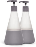 Cleancult Dish Soap Dispenser (15oz, 2 Pack) - Refillable Glass Soap Dispenser with Pump - Shatter Resistant Dish Soap Dispenser for Kitchen Sink - Non Slip Silicone Sleeve - Charcoal