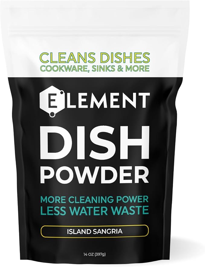 ELEMENT Dish Powder | Grease-Fighting Dish Soap | No Harsh Chemicals, Liquidless, Plastic-Free | Plant-Based Pouch (14 OZ Pouch, Island Sangria)