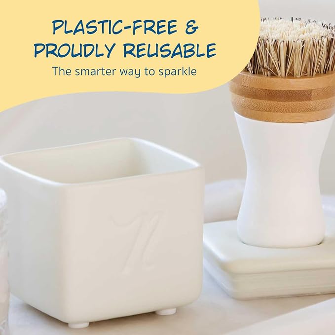 Nellie's Dish Butter | Solid Dish Soap | Lemongrass Scent | Made in Canada | Concentrated Solid Dish Soap, Reusable Ceramic Container, Phosphate-Free, Plastic-Free & Low-Waste Packaging.