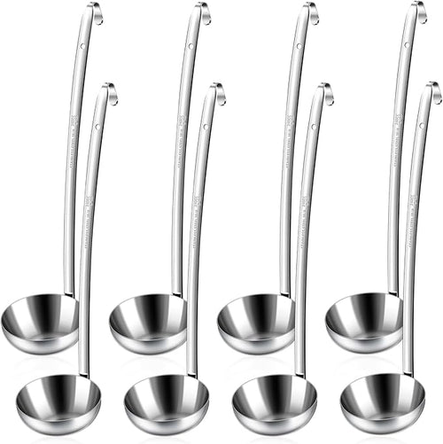 8pcs Stainless Steel Ladle 8 Oz Soup Ladle 14" long Spoon Heavy-Duty Metal by LiveNaturallyLiveBarafat
