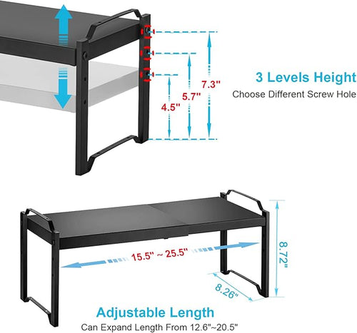 25.5 Inches 3 Pack Expandable Cabinet Shelves, Stackable Shelf Organizer - Image 2
