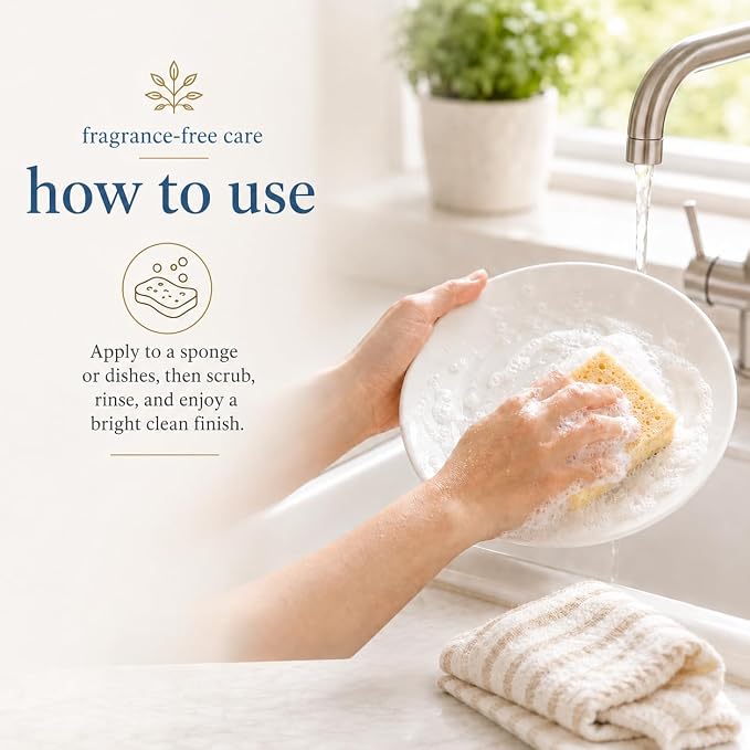 Ginger Lily Farms Botanicals Plant-Based Liquid Dish Soap, Concentrated Formula with Max Grease Cleaning Power, Cruelty-Free, Fragrance-Free, 1 Gallon Refill (128 Fl. Oz.), Clear (Pack of 4)