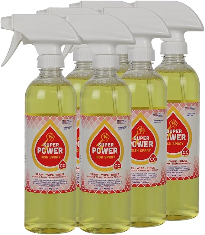 Super Power Dish Spray - Foaming Dish Spray, Clinging Foam, Tough on Grease, Streak-Free Dish Soap - 16 oz (6)
