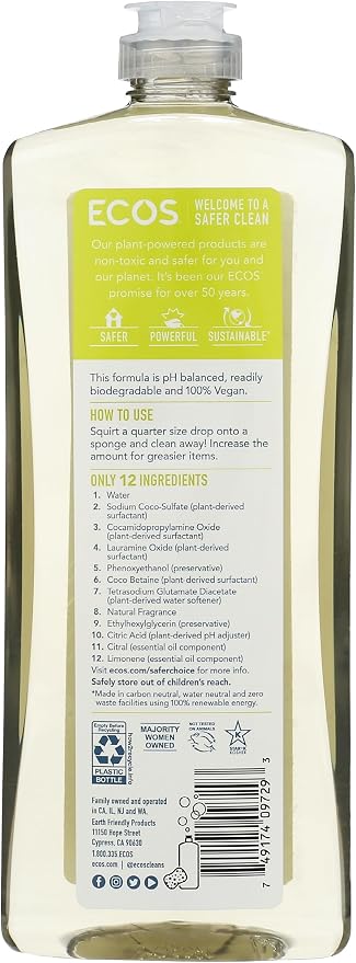 ECOS, Dish Soap Bamboo Lemon, 25 Fl Oz