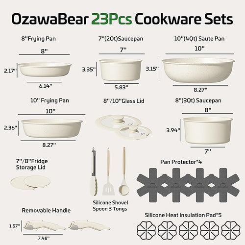 23 Pcs Pots and Pans Set Non Stick, Ceramic Cookware Set Non Toxic - Image 2