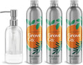 Grove Co. Dish Soap, 3 x 16 fl oz Refills + Refillable Glass Dispenser | Orange & Rosemary; Plastic-Free; Reusable dispenser; Refill format; Removes Stuck on Food; 98% plant-based ingredients