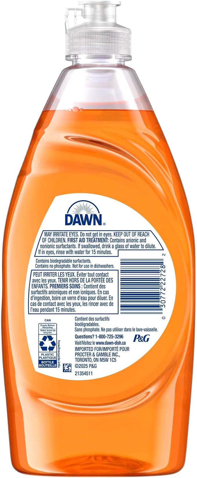 Dawn Ultra Dish Soap Dishwashing Liquid Orange 502ML- 4 Ct