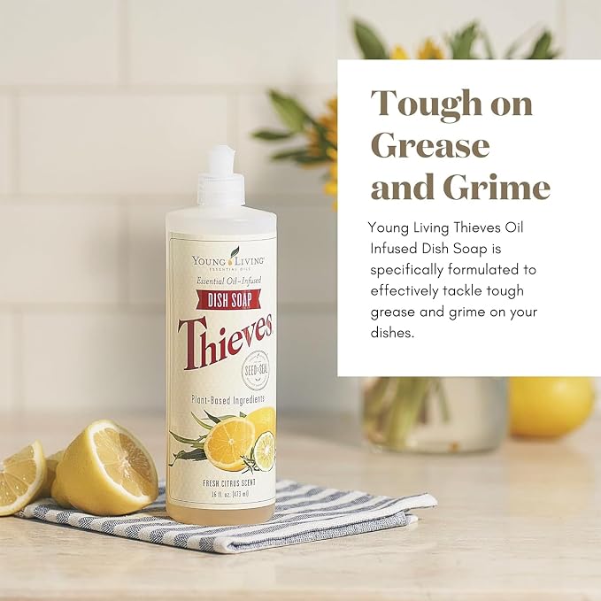 Young Living Thieves Dish Soap | 12 oz | Plant Based Dishwashing Liquid | Formulated with Lemon, Premium Essential Oils, and Water | Gentle on Hands | Ideal for Cleaning Dishes | 2 Pack