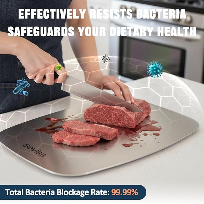 Non-Toxic Cutting Board Set of 2, 304 Stainless Steel Cutting Board Double Sided - Image 2