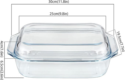 2QT Glass Casserole Dish with Lid, Tempered Glass Baking Dish - Image 2