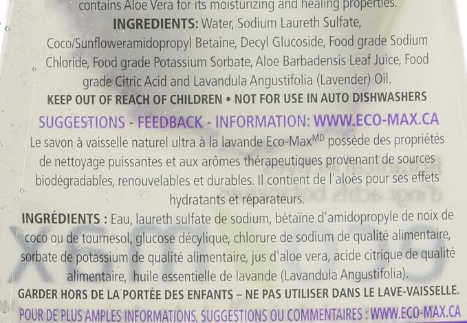 Ecomax Natural Lavender Dish Wash, 740 ML