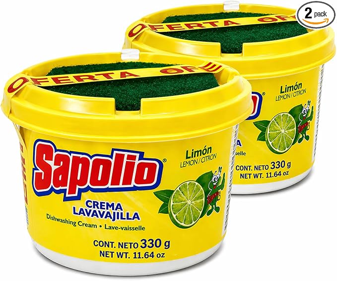 SAPOLIO Lemon Dishwashing Cream 330g – 2 Pack – Heavy Duty Grease Cleaner Paste – Concentrated Kitchen Cleaning Product