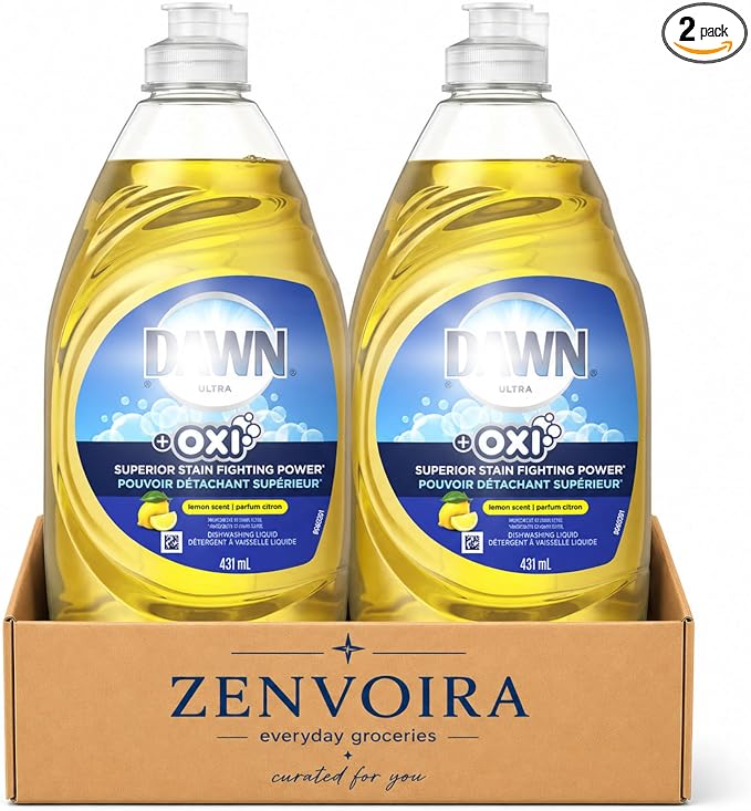 Dawn Ultra Oxi Dish Soap Dishwashing Liquid Lemon Scent 431ML-2 Ct