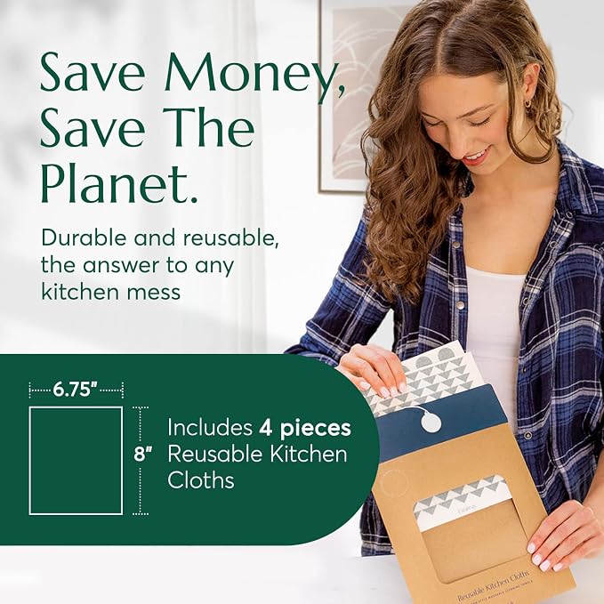 CLEANOMIC Reusable Kitchen Cloth, Foaming Dish Soap & Tablet Tin Bundle