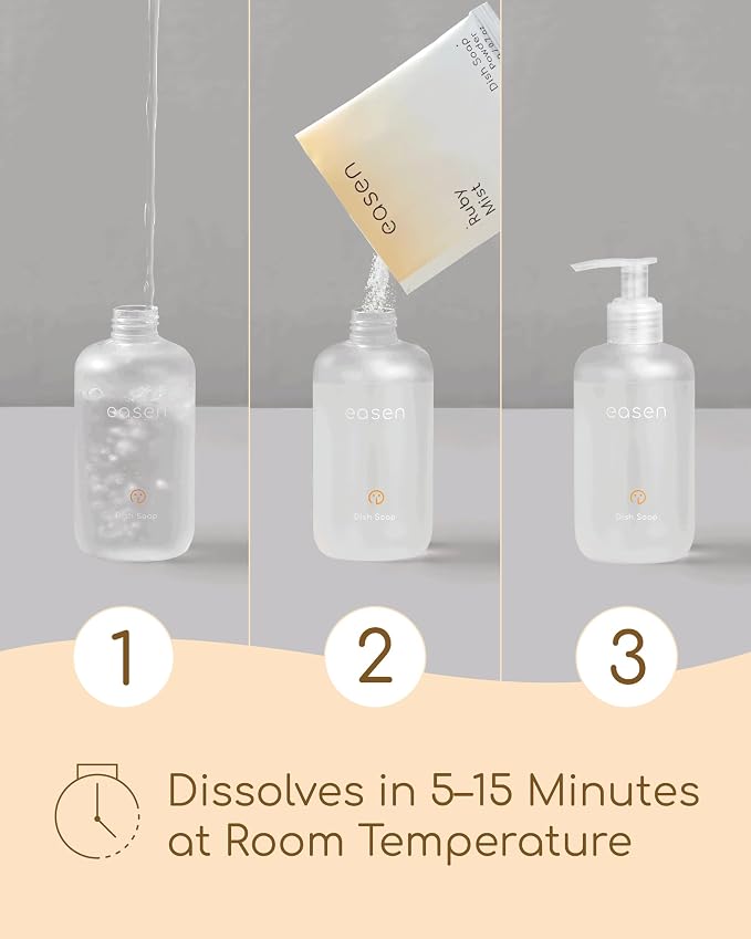 easen Foam Dish Soap Powder Refill, Grapefruit, Reusable Bottle, 7.4 oz | Coconut Oil for Foaming, dissolves fast, rinses clean, no residue, Concentrated Formula