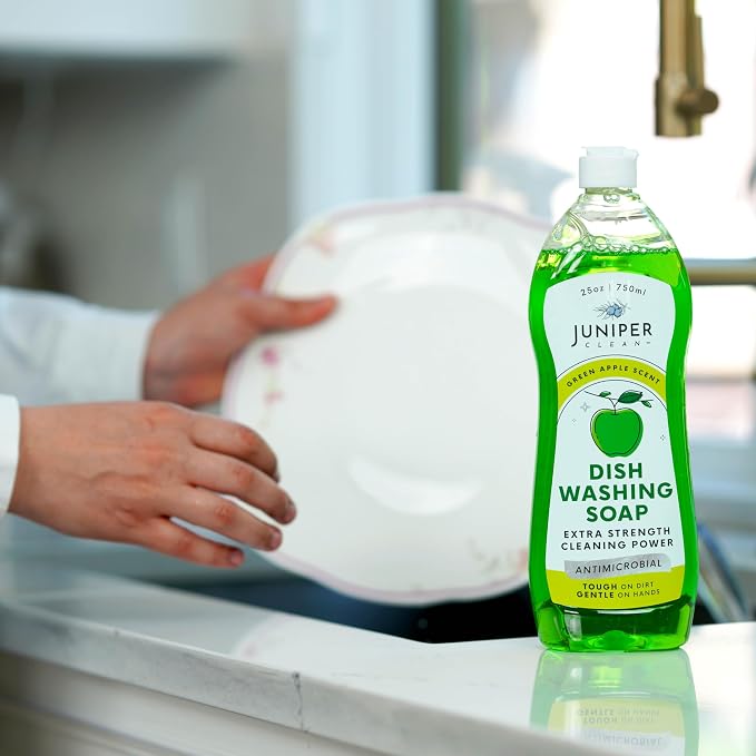 Juniper CLEAN, Dish Soap, Green Apple Scent, Liquid Dish Washing Soap Squeeze Bottle 25 Fl Oz (Pack of 1)