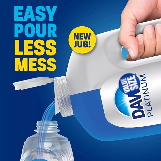 Dawn Platinum Dish Soap Dishwashing Liquid, Rain Scent, Dish Soap Refill, 51.5 Fl Oz bundled with Heavy Duty Scotch Brite Sponge