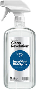 Clean Revolution Dish Spray, Powerful Formula Cuts Through Grease, Compatible with Dawn Powerwash Sprayers and Foamers, Fragrance Free, 18 Fl Oz - Made in USA