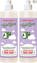 Rebel Green Ultra Clean Dish Soap, Plant-Derived Dishwashing Soap | Liquid Dish Soap for Grease and Tough Messes, No Harsh Chemicals, Lavender & Grapefruit Scent, 16 fl oz, 2 Pack