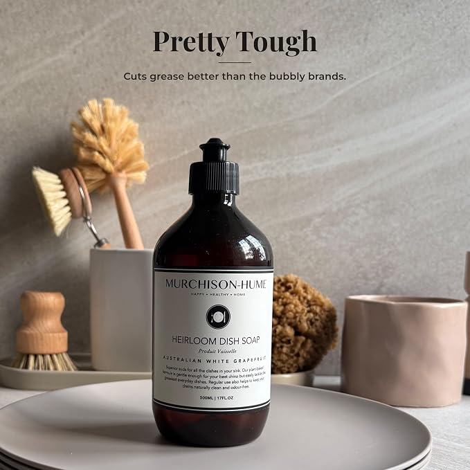 Murchison-Hume Heirloom Dish Soap | Plant-Based Dishwashing Liquid | Tough on Grease | Gentle on Hands & Sensitive Skin | Non-Toxic | Safe for Fine China | Australian White Grapefruit | 16 fl oz