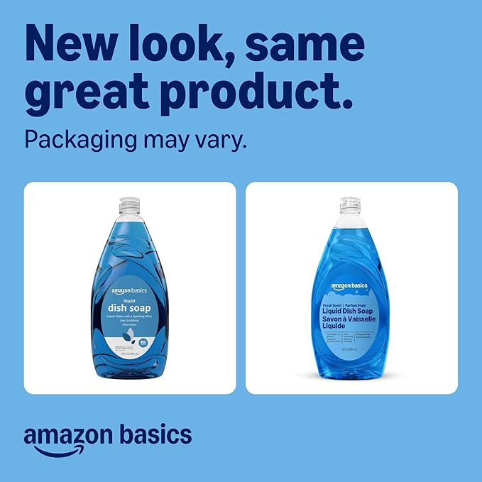 Amazon Basics Dish Soap, Fresh Scent, 30 fl oz, Pack of 4, Packaging May Vary