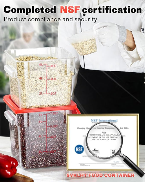 8QT NSF Food Storage Containers: 8 PCS Clear Food Storage Containers - Image 2