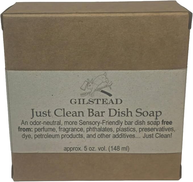 Just Clean Bar Dish Soap - Hand Crafted Unscented 5oz. Bar | plastic, pthalate, perfume, preservative and petroleum free