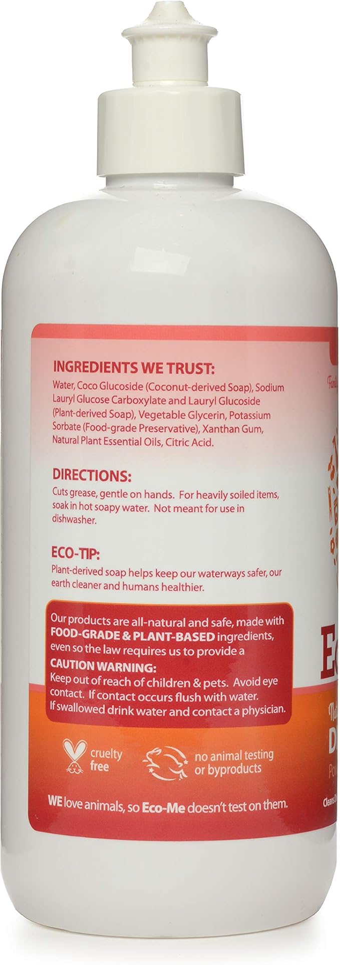 Eco Me Natural Environmentally Friendly Sudsing Liquid Dish Soap, Healthy Citrus Berry Scent, 16 Ounces
