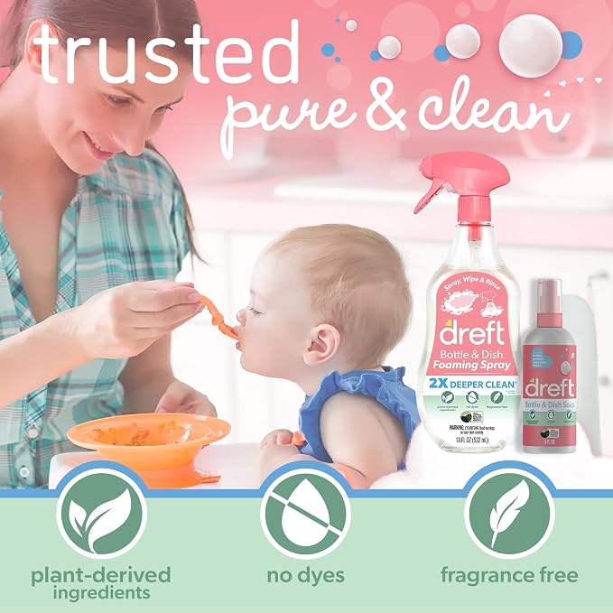 Dreft Foaming Baby Bottle and Dish Cleaning Spray + Dreft 3oz Bottle and Dish Soap