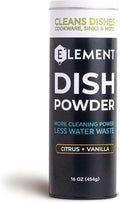 ELEMENT Dish Powder | Pre-Filled Refillable Shaker with Grease-Fighting Dish Soap | Liquidless, Plastic-Free | No Harsh Chemicals (16 OZ in Refillable Shaker, Citrus + Vanilla)