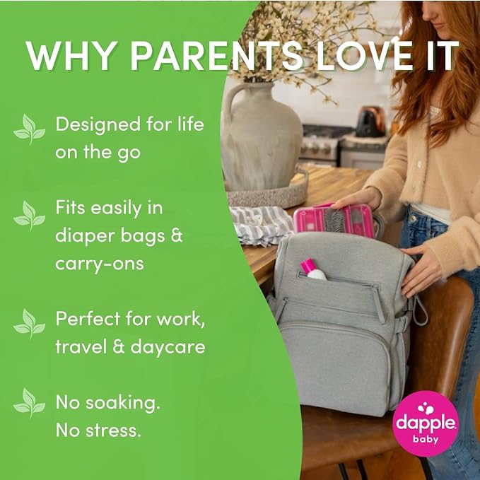 Dapple Baby Travel Cleaning Kit - 5 Piece- Baby Bottle & Dish Soap, Bottle Brushes, and Drying Rack - Newborn Essentials