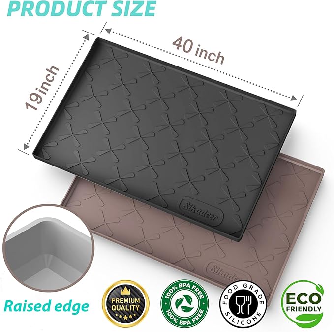 SIKADEER 40" x 19" Under Sink Mat Waterproof, Silicone Mat Kitchen Drawer Shelf - Image 3