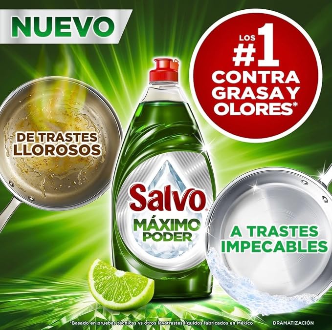 SALVO Máximo Poder Liquid Dish Soap, 300mL, 5 Pack