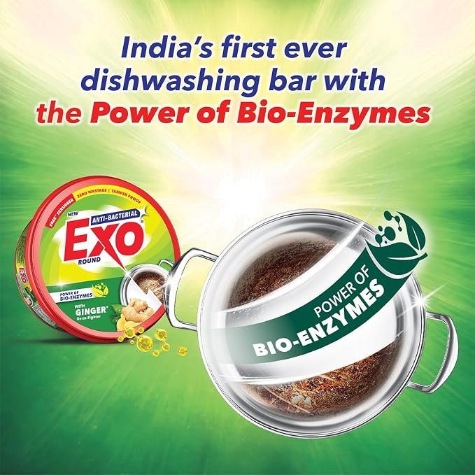 EXO Cyclozan Dish Wash Bar - Round, 500g Box with free scrubber