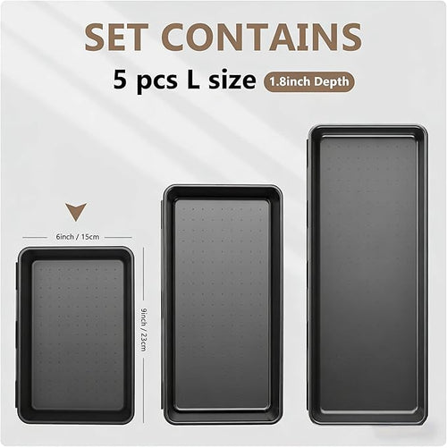 A-LUGEI【Large Size】【5 Pcs】 Tool Box Organizer Tray Divider【Single Size】 Black - Image 2