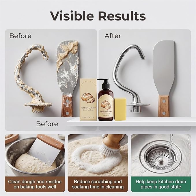 Dough Dissolve Soap For Sourdough, Fast-Acting Dough Cleaning Solution, Sourdough & Baking Mess - Enzyme Powered Formula Breaks Down Stuck-On Dough (2)