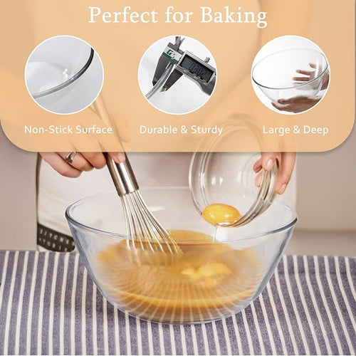 Ajrwiiy Large Glass Bowl for Sourdough Bread Making, 4.7 Quart Glass Mixing - Image 2