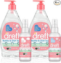 DREFT Bottle and Dish Soap Baby Gift Set - Bonus Travel Size Dreft All Purpose Cleaner & Stain Remover - Made to Clean Baby Essentials - Plant Based Ingredients, Fragrance Free Formula - 4 Piece Set