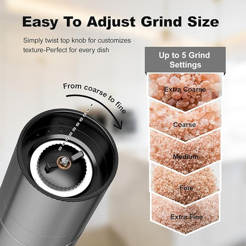 Aelga Salt Grinder Refillable - 4oz Manual Stainless Steel Salt Mill - Image 2
