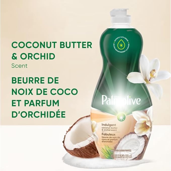 Cleaning Palmolive Liquid Dish Soap Coconut Butter Orchid Scent 591ML-2 Ct