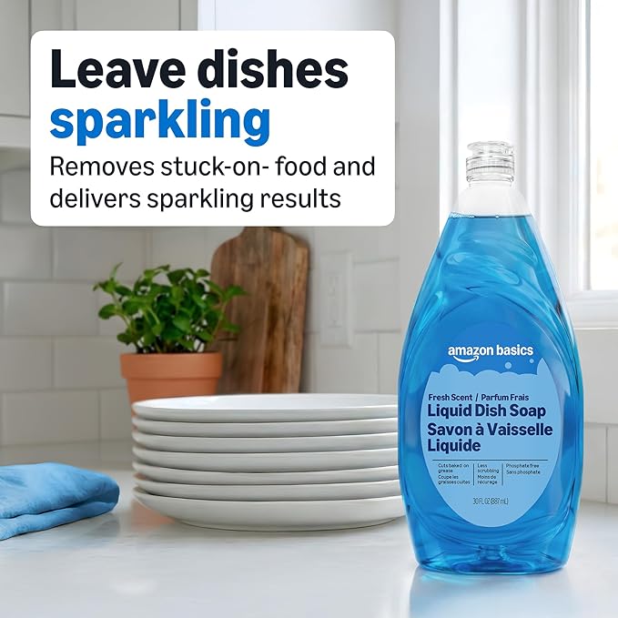 Amazon Basics Dish Soap, Fresh Scent, 30 fl oz, Pack of 4, Packaging May Vary