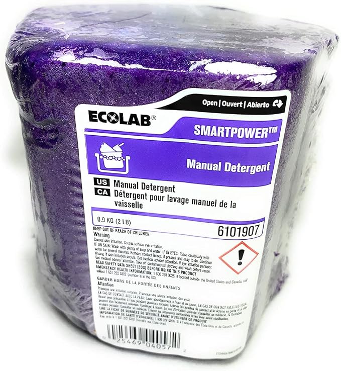 Ecolab Smart Power Manual Dish Pot Pan Detergent 6101907 (2 Lb Block)