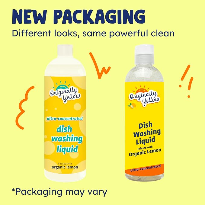 Originally Yellow USA Made Lemon Dish Soap | Hypoallergenic Dish Wash | Bulk 3 Pack