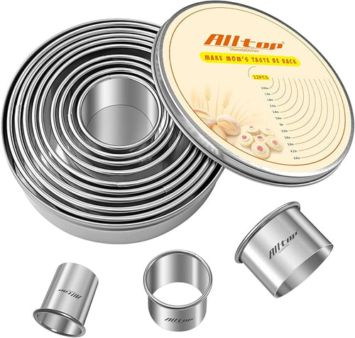 ALLTOP 12 Pcs Round Biscuit Cutter by ALLTOP