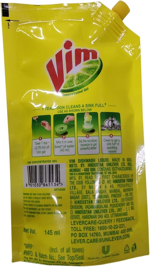 Vim Dishwash Gel - 155ml (Lemon)